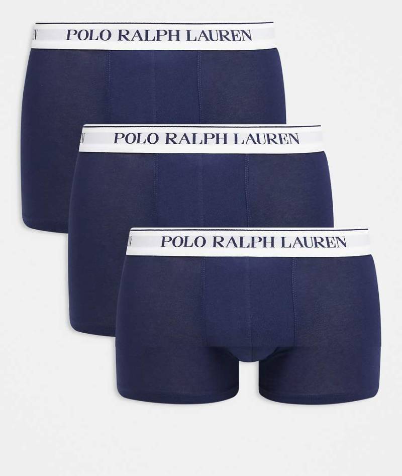 Polo Ralph Lauren - 3er-Pack klassische Unterhosen in Marineblau/Weiß mit farblich abgesetztem Logobund-Bunt von Polo Ralph Lauren