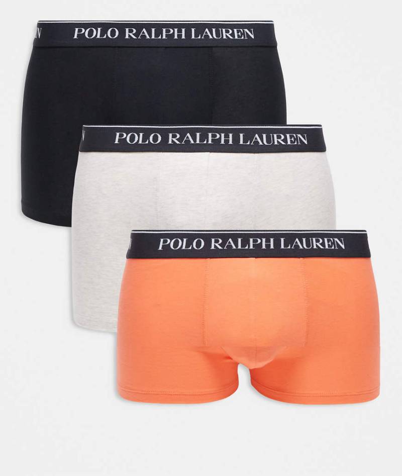 Polo Ralph Lauren - 3er-Pack klassische Unterhosen in Orange, meliertem Grau und Schwarz mit weißem Logobund-Bunt von Polo Ralph Lauren