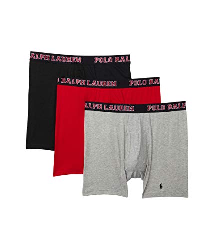 Polo Ralph Lauren 4D-Flex Atmungsaktive Mesh-Boxershorts, 3er-Pack, Polohemd, Schwarz/Rot/Andover Heather MD von Polo Ralph Lauren