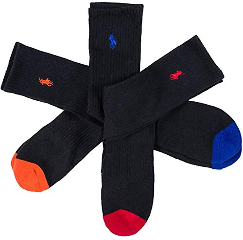 Polo Ralph Lauren 6-Pack Heel Toe and Arch Support Crew Socks Sz 10-13 Fits 6-12.5 Black Assorted von Polo Ralph Lauren