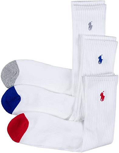 Polo Ralph Lauren 6-Pack Heel Toe and Arch Support Crew Socks Sz 10-13 Fits 6-12.5 White Assorted von Polo Ralph Lauren