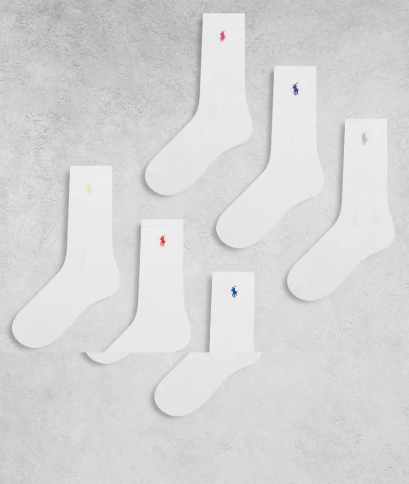 Polo Ralph Lauren - 6er-Pack Socken in Weiß mit Polospieler-Logo in verschiedenen Farben von Polo Ralph Lauren
