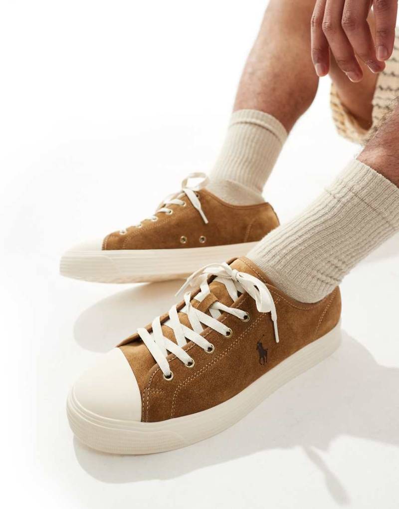 Polo Ralph Lauren - Ayers - Baseball-Sneaker aus Wildleder in Hellbraun mit gleichfarbigem Logo von Polo Ralph Lauren