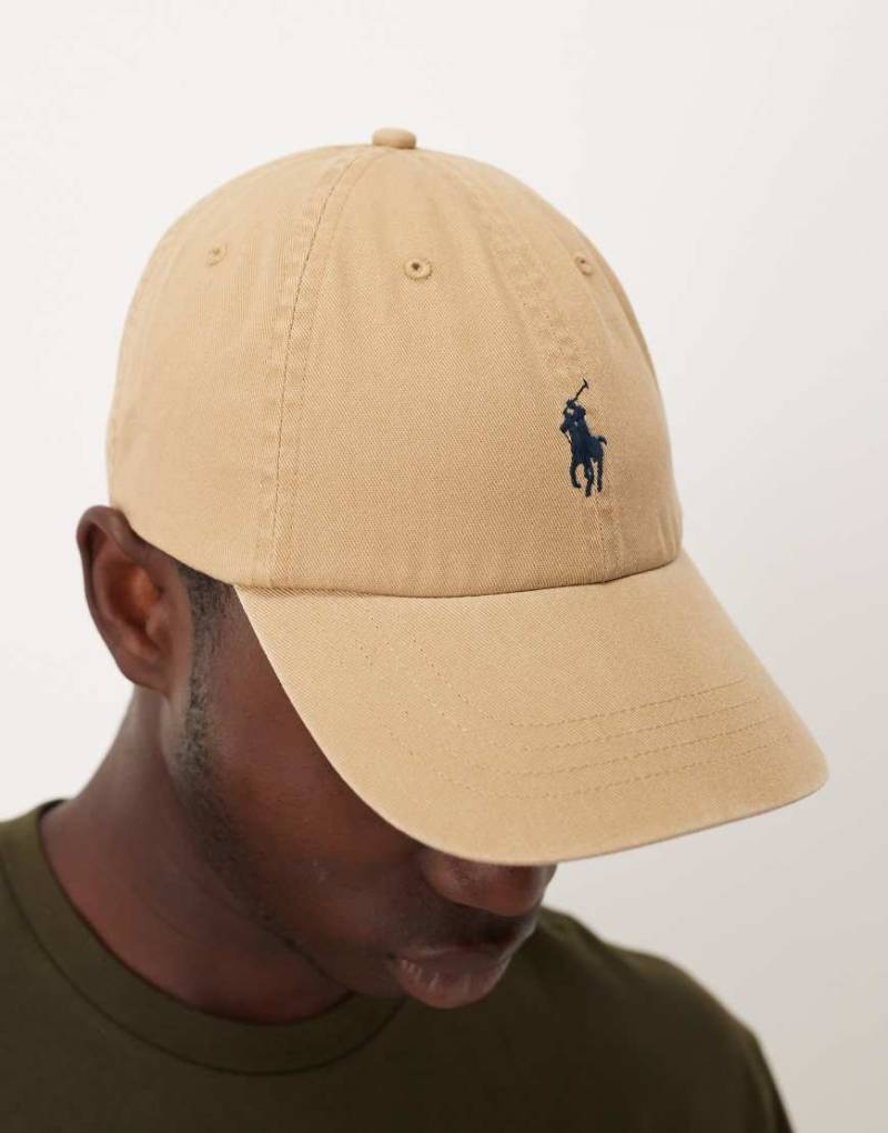 Polo Ralph Lauren - Baseballkappe aus Twill in Hellbraun mit Logo-Symbol in Marineblau-Brown von Polo Ralph Lauren