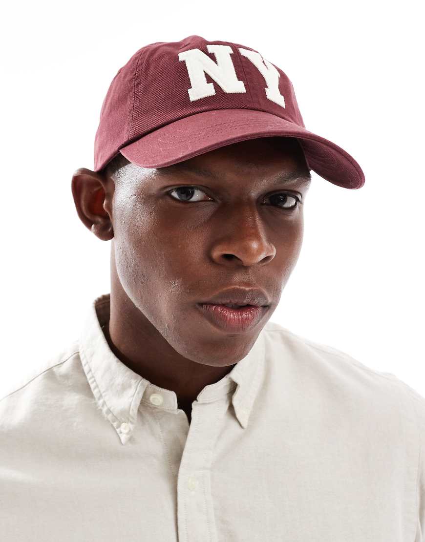 Polo Ralph Lauren - Baseballkappe in Burgunderrot mit „NY"-Applikation von Polo Ralph Lauren