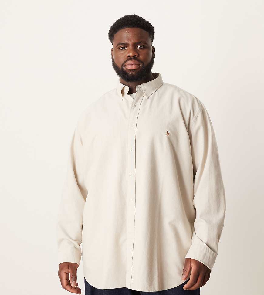 Polo Ralph Lauren Big & Tall - Classic-Fit-Oxfordhemd in Beige mit Logo-Symbol-Neutral von Polo Ralph Lauren