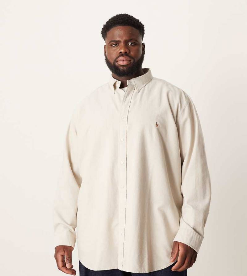 Polo Ralph Lauren Big & Tall - Classic-Fit-Oxfordhemd in Beige mit Logo-Symbol-Neutral von Polo Ralph Lauren