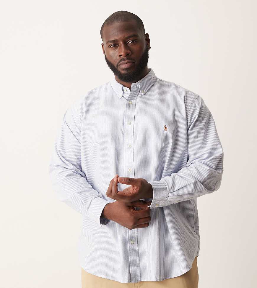 Polo Ralph Lauren Big & Tall - Gestreiftes Oxford-Hemd mit Markenlogo in Blau/Weiß von Polo Ralph Lauren
