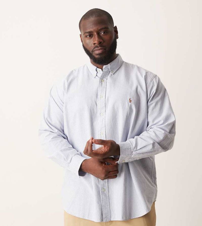 Polo Ralph Lauren Big & Tall - Gestreiftes Oxford-Hemd mit Markenlogo in Blau/Weiß von Polo Ralph Lauren