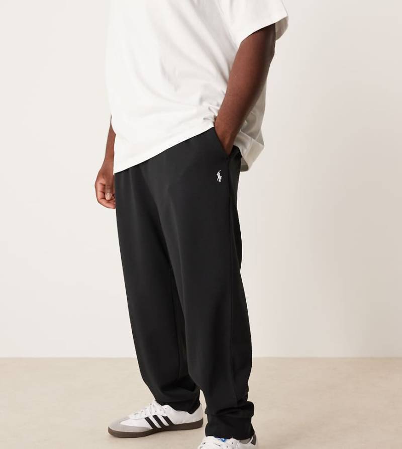 Polo Ralph Lauren Big & Tall - Jogginghose aus zweilagigem Strick in Schwarz mit Markenlogo und Beinbündchen von Polo Ralph Lauren