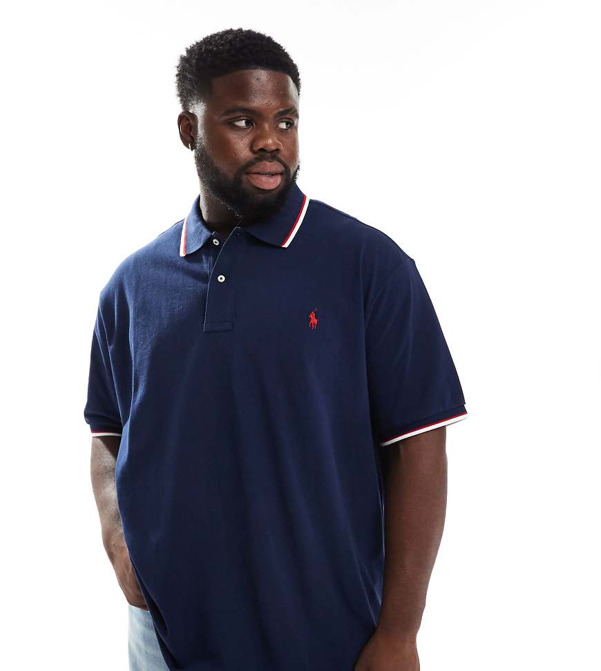 Polo Ralph Lauren - Big & Tall - Pikee-Polohemd in Marineblau mit Markenlogo von Polo Ralph Lauren