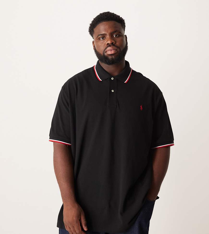 Polo Ralph Lauren Big & Tall - Polohemd aus Pikee in Schwarz mit Markenlogo von Polo Ralph Lauren