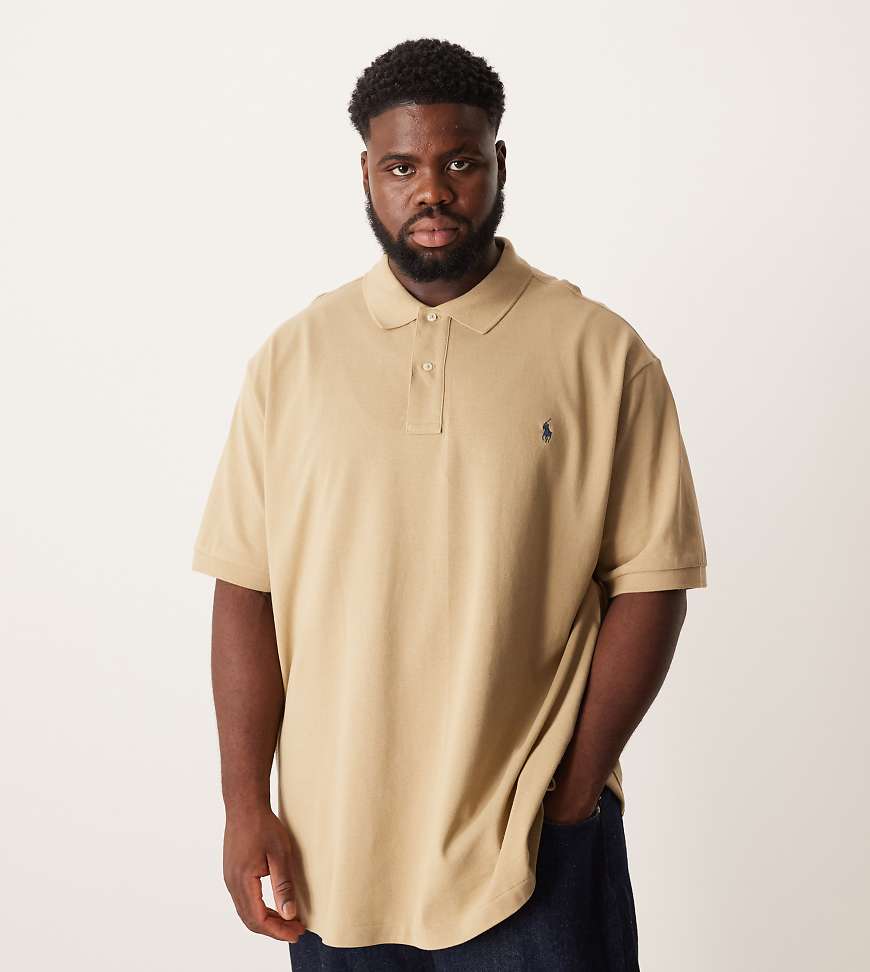 Polo Ralph Lauren Big & Tall - Polohemd aus Pima-Baumwolle in Beige mit Markenlogo-Neutral von Polo Ralph Lauren