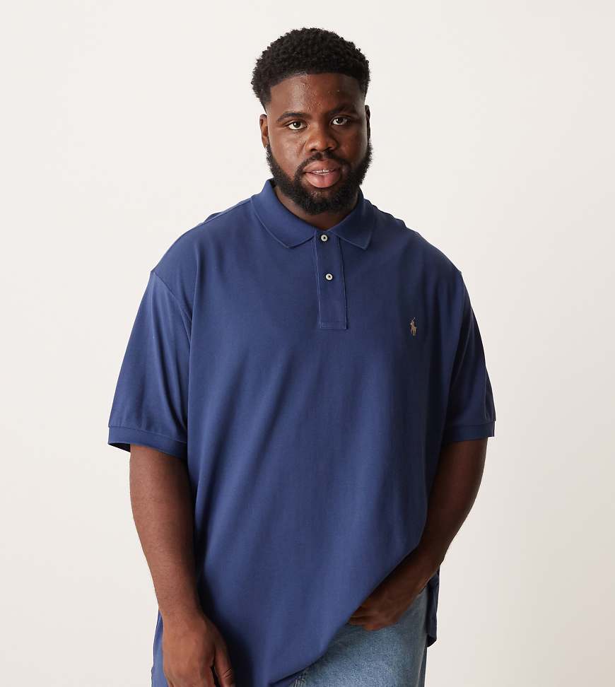 Polo Ralph Lauren Big & Tall - Polohemd aus Pima-Baumwolle in Marineblau mit Markenlogo von Polo Ralph Lauren