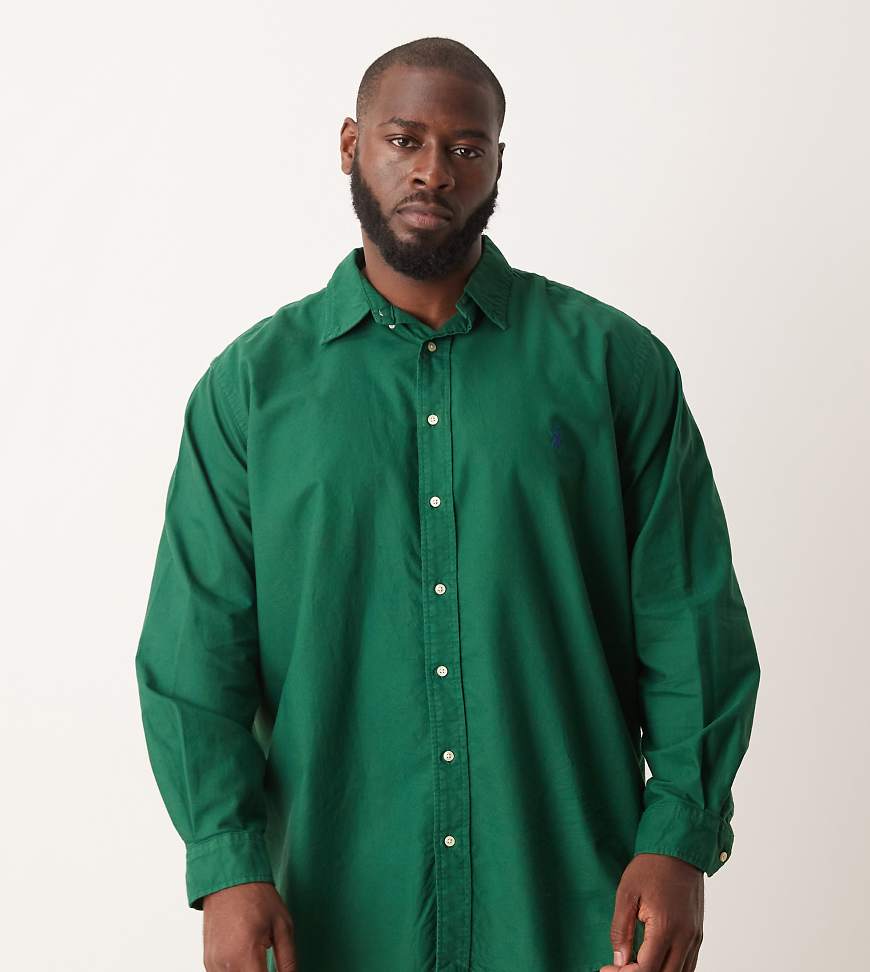 Polo Ralph Lauren Big & Tall - Stückgefärbtes Oxford-Hemd in Dunkelgrün mit Markenlogo von Polo Ralph Lauren
