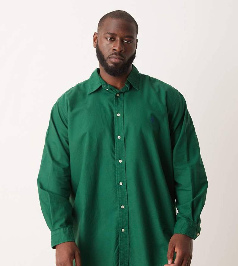 Polo Ralph Lauren Big & Tall - Stückgefärbtes Oxford-Hemd in Dunkelgrün mit Markenlogo von Polo Ralph Lauren