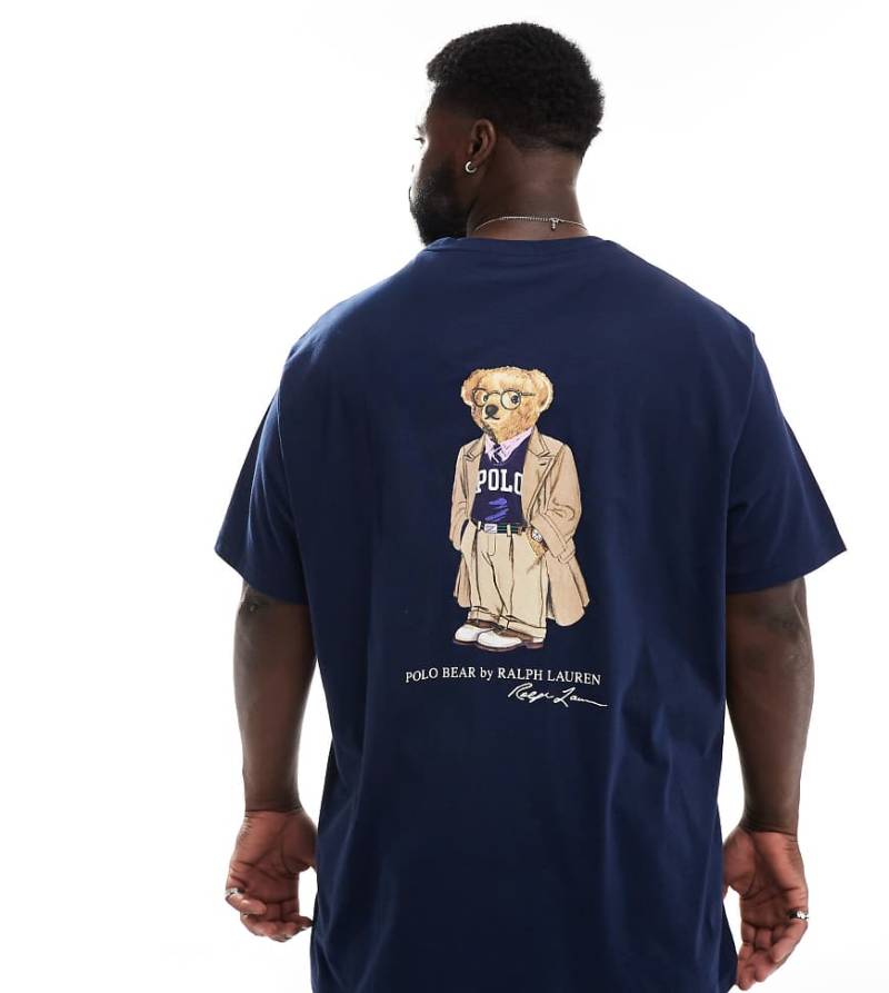 Polo Ralph Lauren Big & Tall - T-Shirt in Marineblau mit klassischer Passform und Vintage-Bärenprint am Rücken von Polo Ralph Lauren