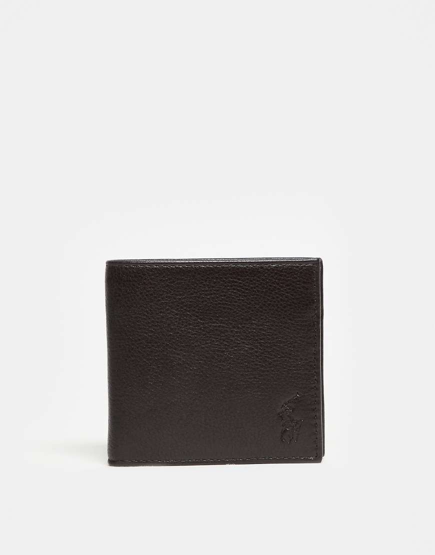 Polo Ralph Lauren - Billfold-Brieftasche in Braun aus Narbenleder mit geprägtem Logo-Symbol-Brown von Polo Ralph Lauren