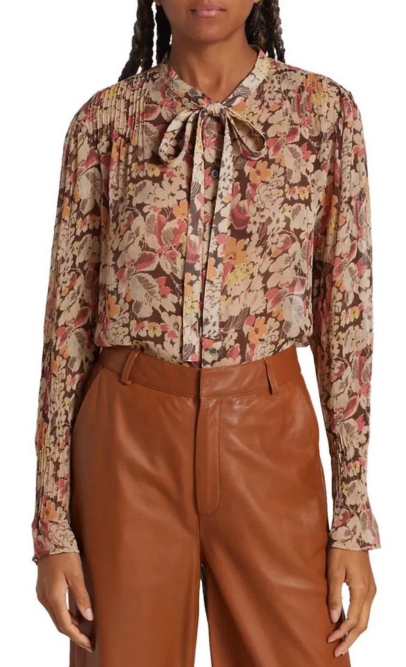 Polo Ralph Lauren Blusentop Boho Chic Bluse Georgette Schleifenbluse Hemdbluse Schmalem Bandkragen und Bindeschleife für variable Looks von Polo Ralph Lauren