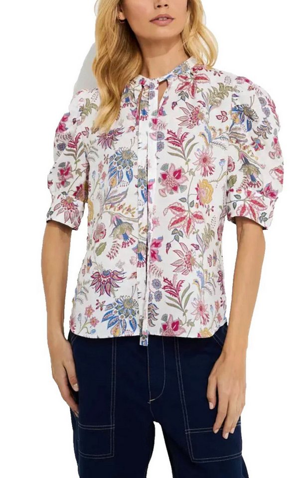 Polo Ralph Lauren Blusentop Damen Bluse aus Leinen mit floralem Print und Schluppe Tie-Neck-Schluppe, kurze Puffärmel, atmungsaktive Haptik von Polo Ralph Lauren