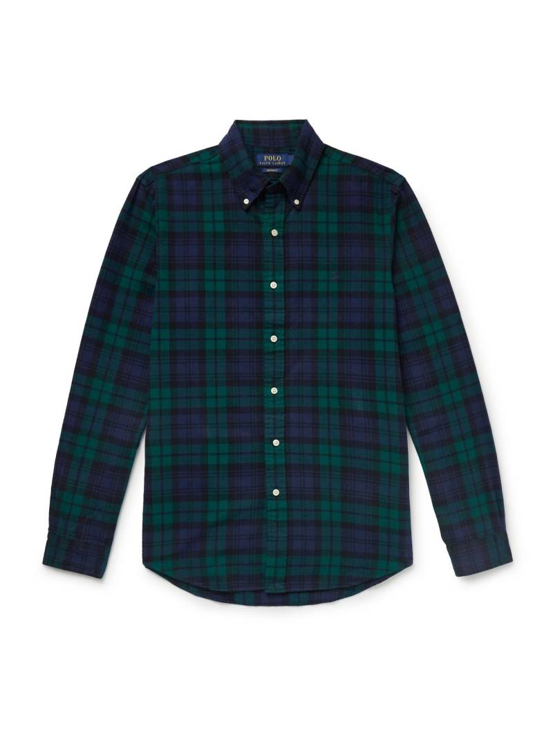 Polo Ralph Lauren - Button-Down Collar Logo-Embroidered Checked Brushed-Cotton Oxford Shirt - Men - Blue - XXL von Polo Ralph Lauren