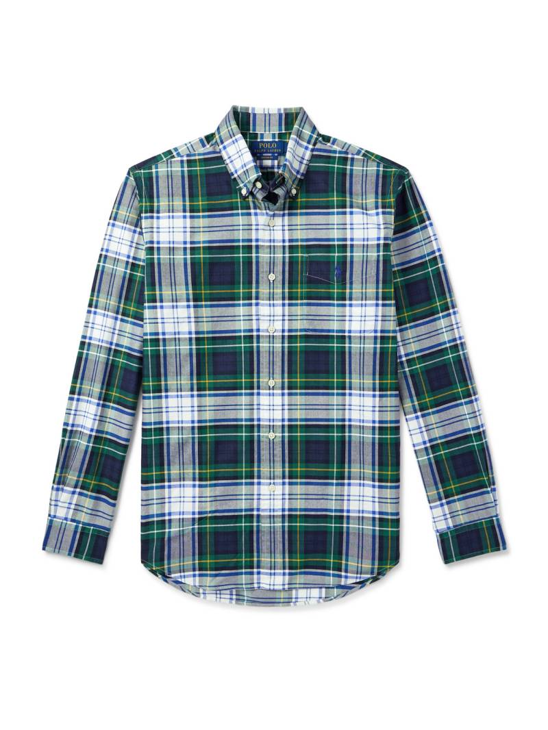 Polo Ralph Lauren - Button-Down Collar Logo-Embroidered Checked Cotton Oxford Shirt - Men - Green - M von Polo Ralph Lauren