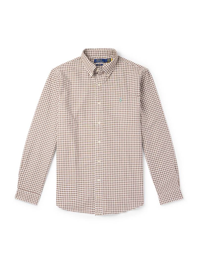 Polo Ralph Lauren - Button-Down Collar Logo-Embroidered Checked Cotton Shirt - Men - Brown - L von Polo Ralph Lauren