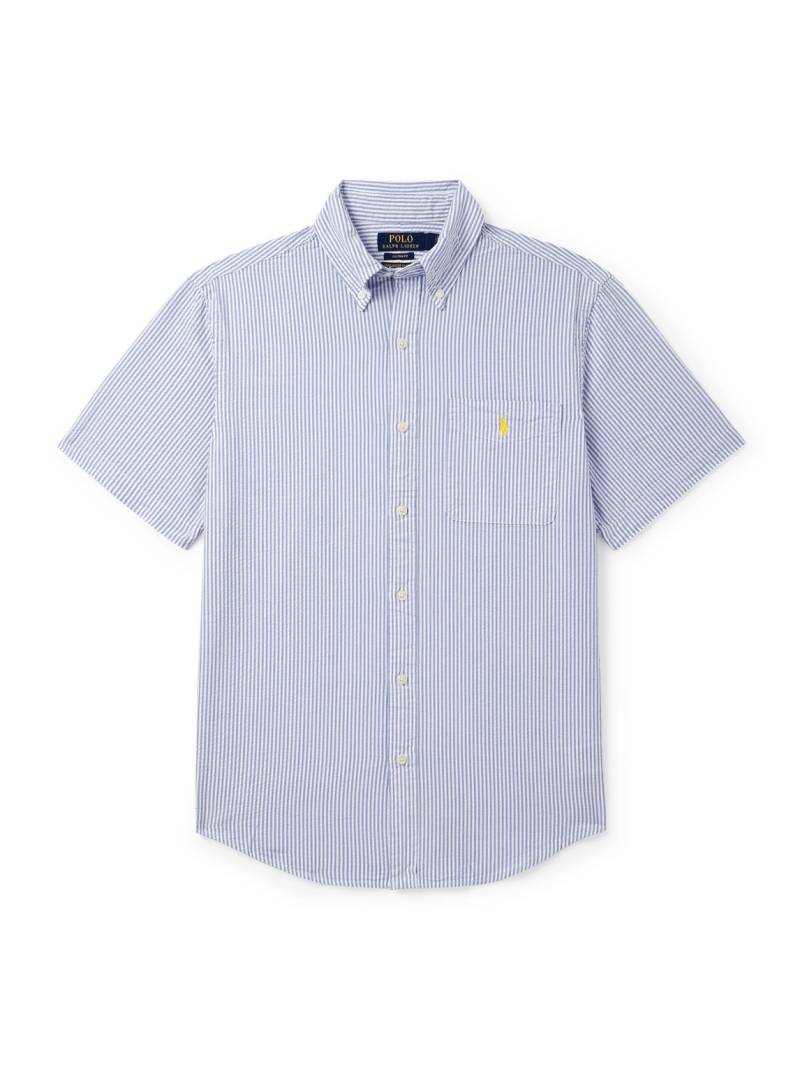 Polo Ralph Lauren - Button-Down Collar Striped Cotton-Seersucker Shirt - Men - Blue - L von Polo Ralph Lauren