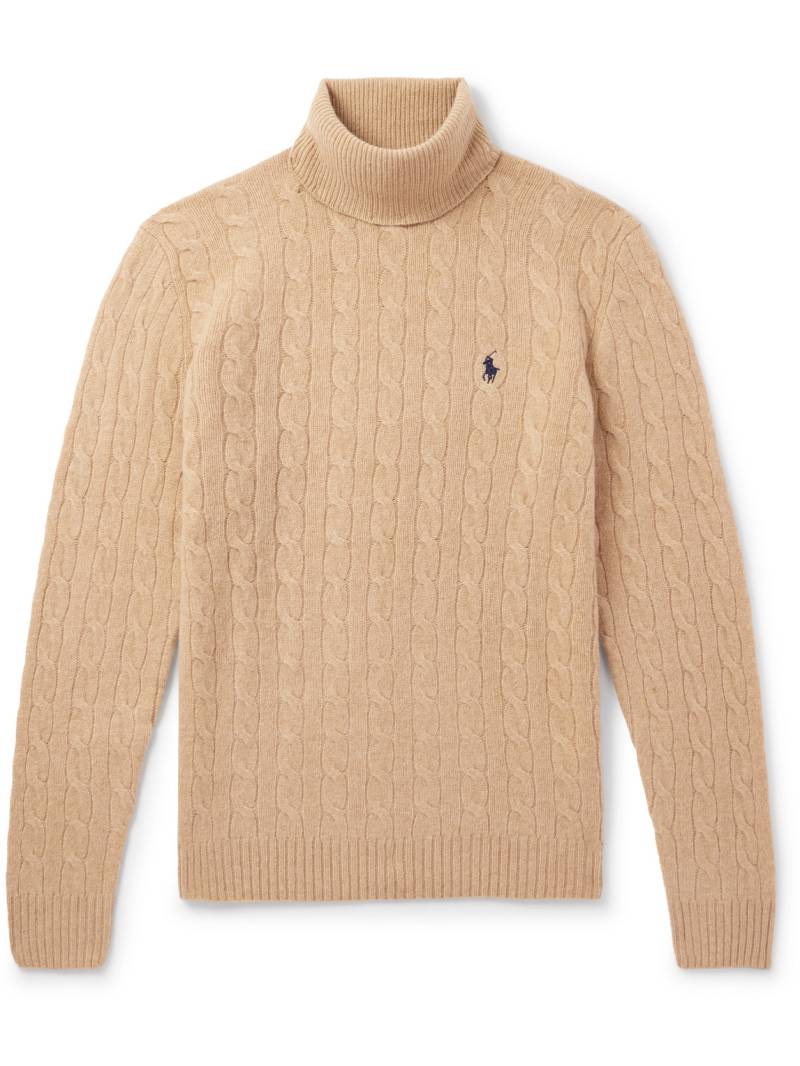 Polo Ralph Lauren - Cable-Knit Wool and Cashmere-Blend Rollneck Sweater - Men - Neutrals - XXL von Polo Ralph Lauren