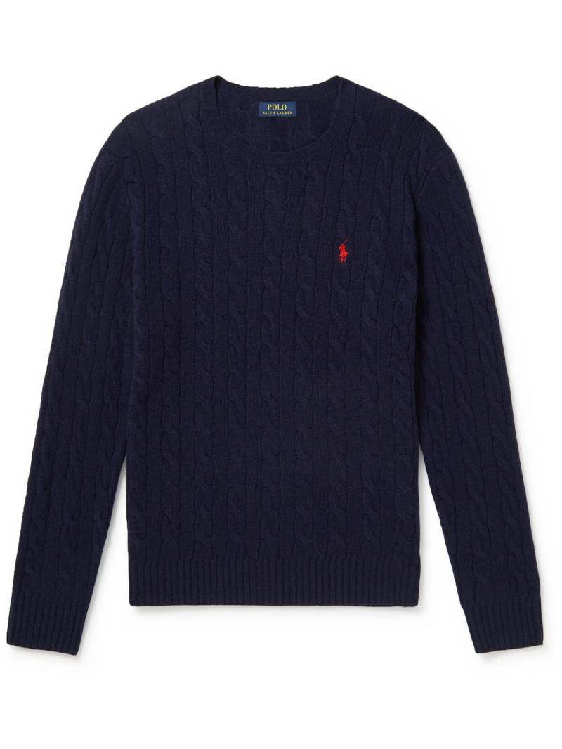 Polo Ralph Lauren - Cable-Knit Wool and Cashmere-Blend Sweater - Men - Blue - L von Polo Ralph Lauren