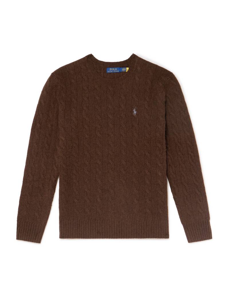 Polo Ralph Lauren - Cable-Knit Wool and Cashmere-Blend Sweater - Men - Brown - XXL von Polo Ralph Lauren