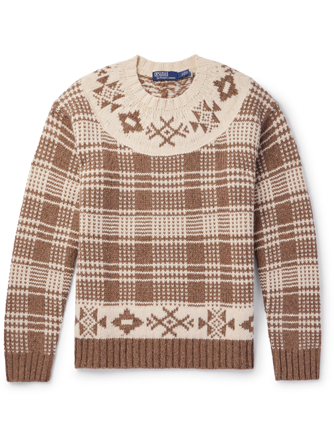 Polo Ralph Lauren - Checked Wool and Linen-Blend Sweater - Men - Neutrals - M von Polo Ralph Lauren