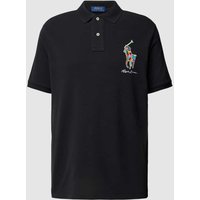 Polo Ralph Lauren Classic Fit Poloshirt mit Label-Stitching in Black, Größe XL von Polo Ralph Lauren