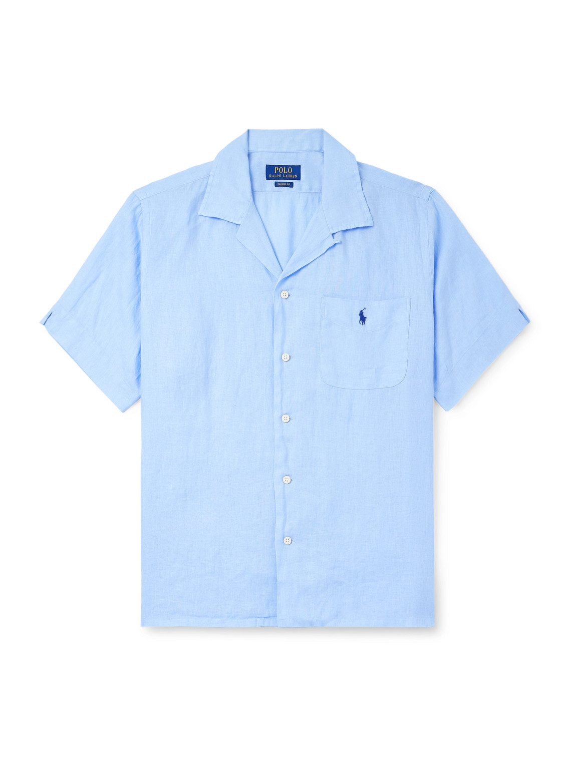Polo Ralph Lauren - Convertible-Collar Logo-Embroidered Linen Shirt - Men - Blue - L von Polo Ralph Lauren