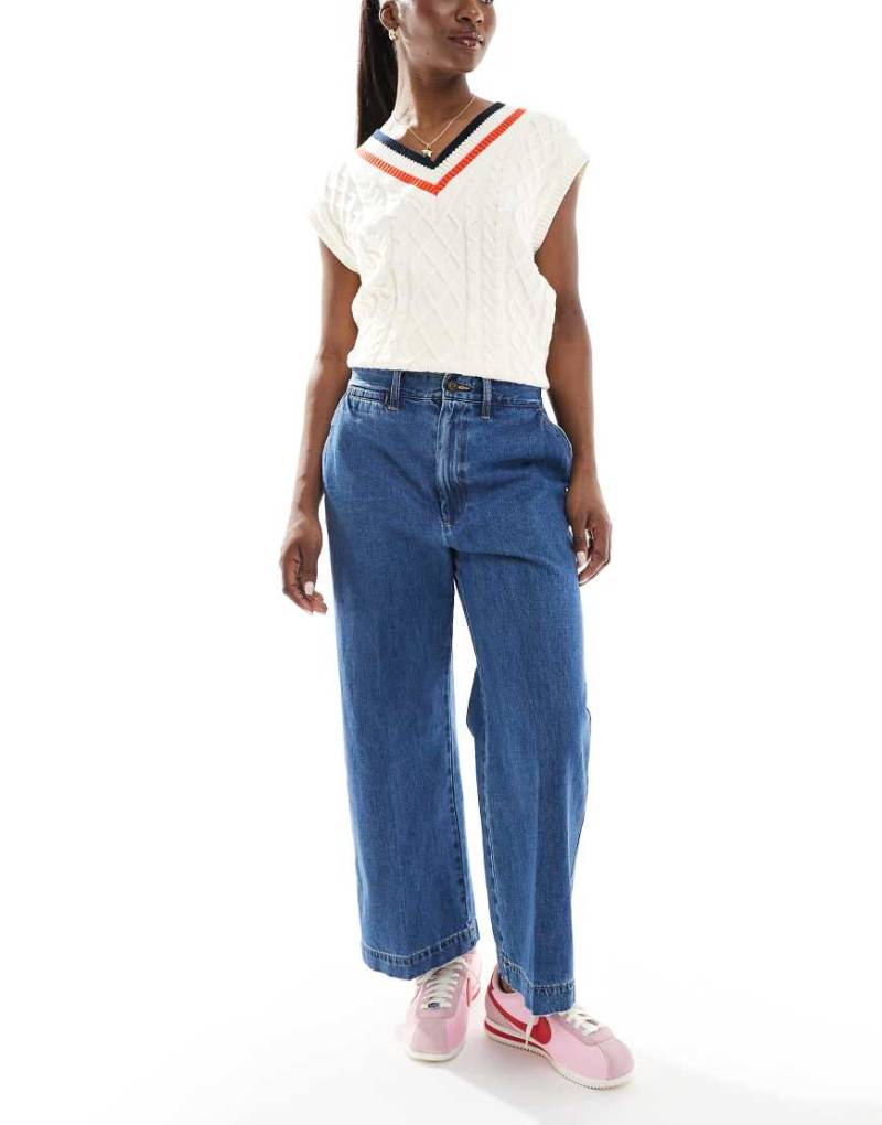Polo Ralph Lauren - Cropped-Jeans in Mittelblau mit hohem Bund und weitem Bein von Polo Ralph Lauren