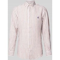 Polo Ralph Lauren Custom Fit Leinenhemd mit Streifenmuster in Khaki, Größe XL von Polo Ralph Lauren