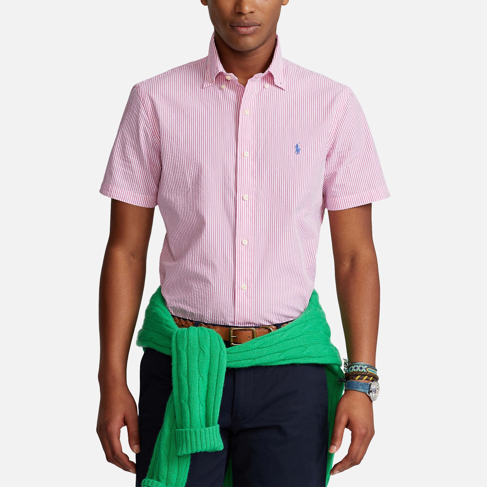 Polo Ralph Lauren Custom-Fit Seersucker-Hemd mit Streifen - Rose/White - S von Polo Ralph Lauren