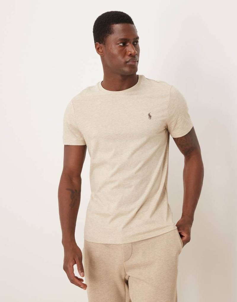 Polo Ralph Lauren - Custom-Fit-T-Shirt in Beige meliert mit Markenlogo-Neutral von Polo Ralph Lauren