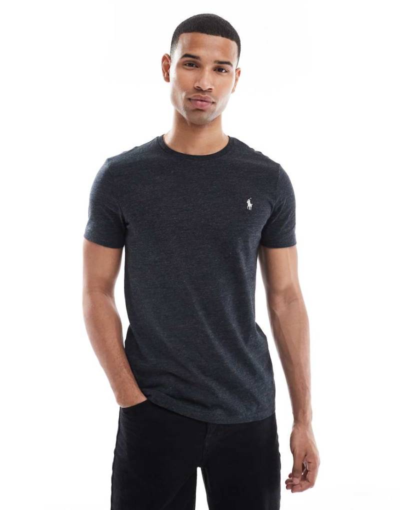Polo Ralph Lauren - Custom-Fit-T-Shirt in meliertem Schwarz mit Markenlogo von Polo Ralph Lauren