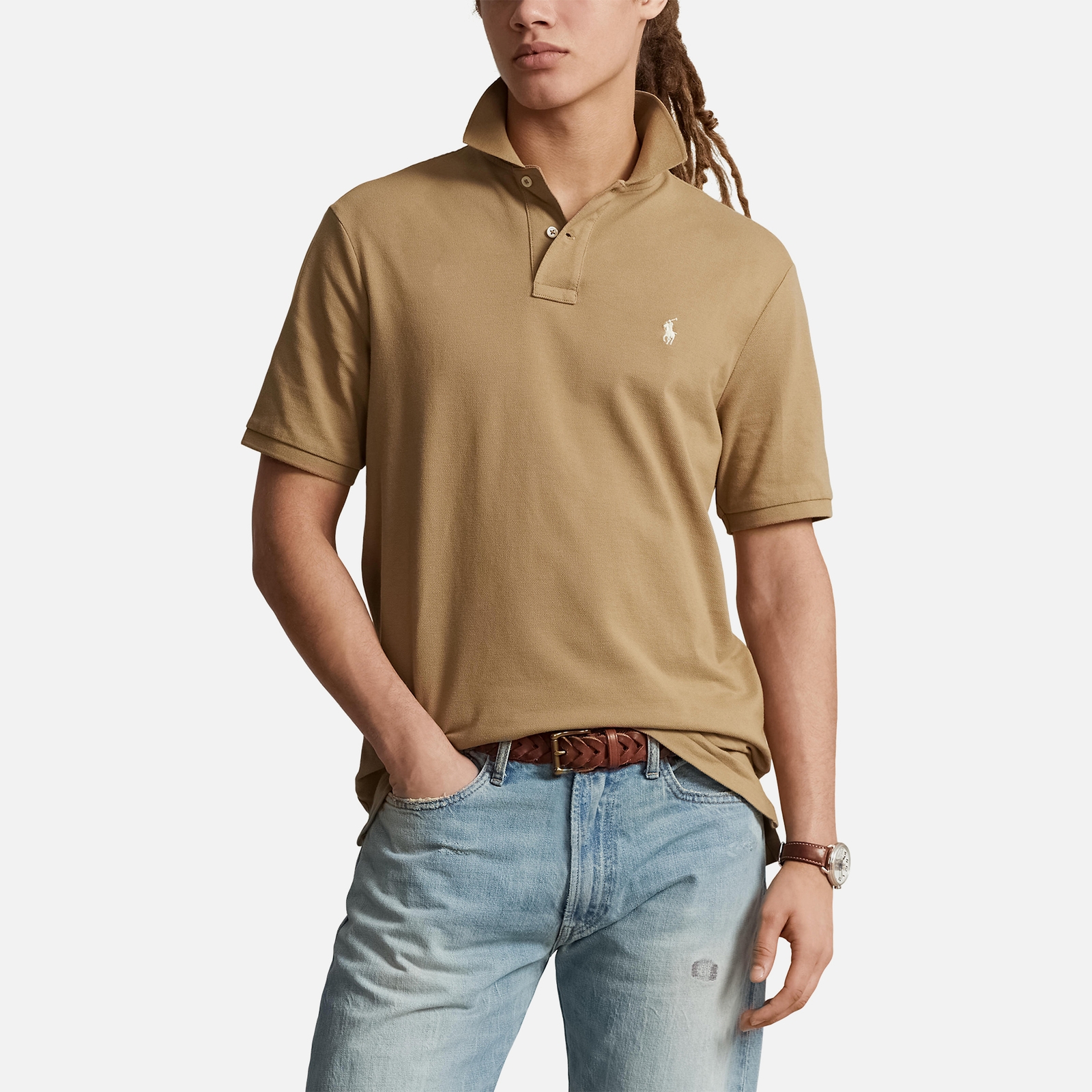 Polo Ralph Lauren Custom-Slim-Fit Poloshirt aus Piqué - Cafe Tan - L von Polo Ralph Lauren