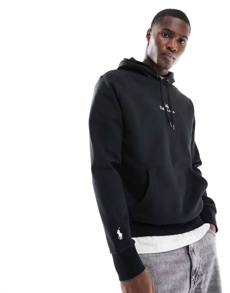 Polo Ralph Lauren - Doppelstrick-Kapuzenpullover in Schwarz mit mittigem Logo von Polo Ralph Lauren