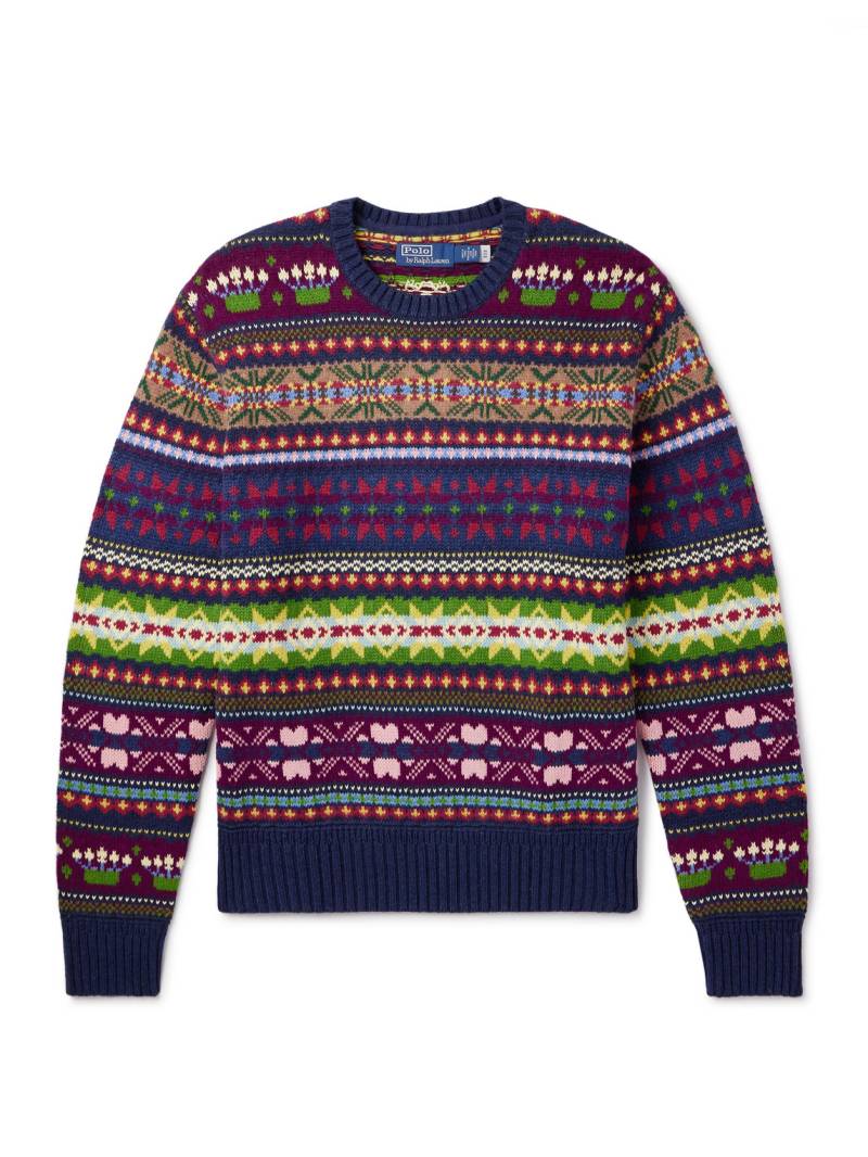 Polo Ralph Lauren - Fair Isle Cotton, Wool and Linen-Blend Sweater - Men - Blue - M Polo Ralph Lauren - Fair Isle Cotton, Wool and Linen-Blend Sweater - Men - Blue - M von Polo Ralph Lauren