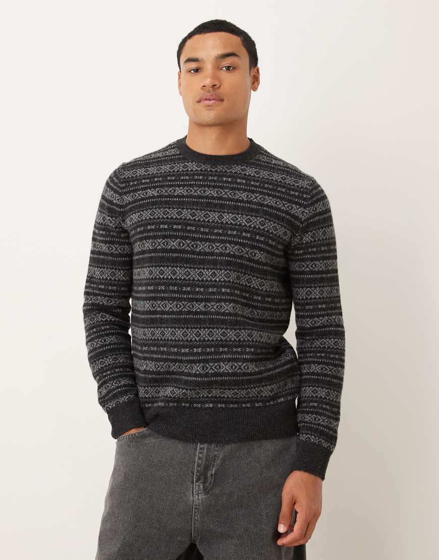 Polo Ralph Lauren - Fairisle-Strickpullover aus Merinowolle in Anthrazit mit Markenlogo-Grau von Polo Ralph Lauren
