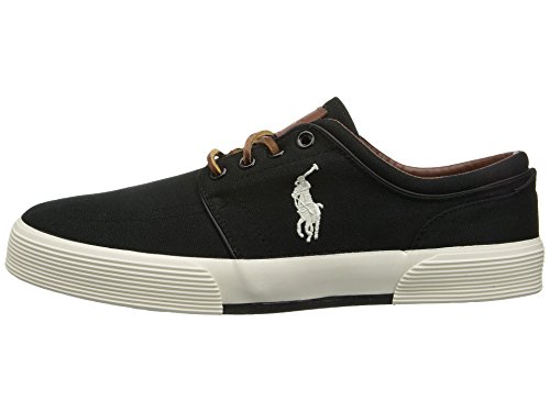 Polo Ralph Lauren Faxon Low-Top Canvas Sneaker, Pololeinen, Schwarz/cremefarben, 39.5 EU von Polo Ralph Lauren