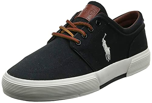 Polo Ralph Lauren Herren Faxon Sneaker, Polo Black Cream Canvas, 42.5 EU von Polo Ralph Lauren