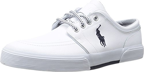 POLO RALPH LAUREN Faxon Low-Top Canvas Sneaker, Weißes Sportleder, 42 EU von POLO RALPH LAUREN