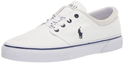 Polo Ralph Lauren Faxon X Low-Top Canvas Sneaker, Weiß/Newport Navy Pp, 39.5 EU von Polo Ralph Lauren