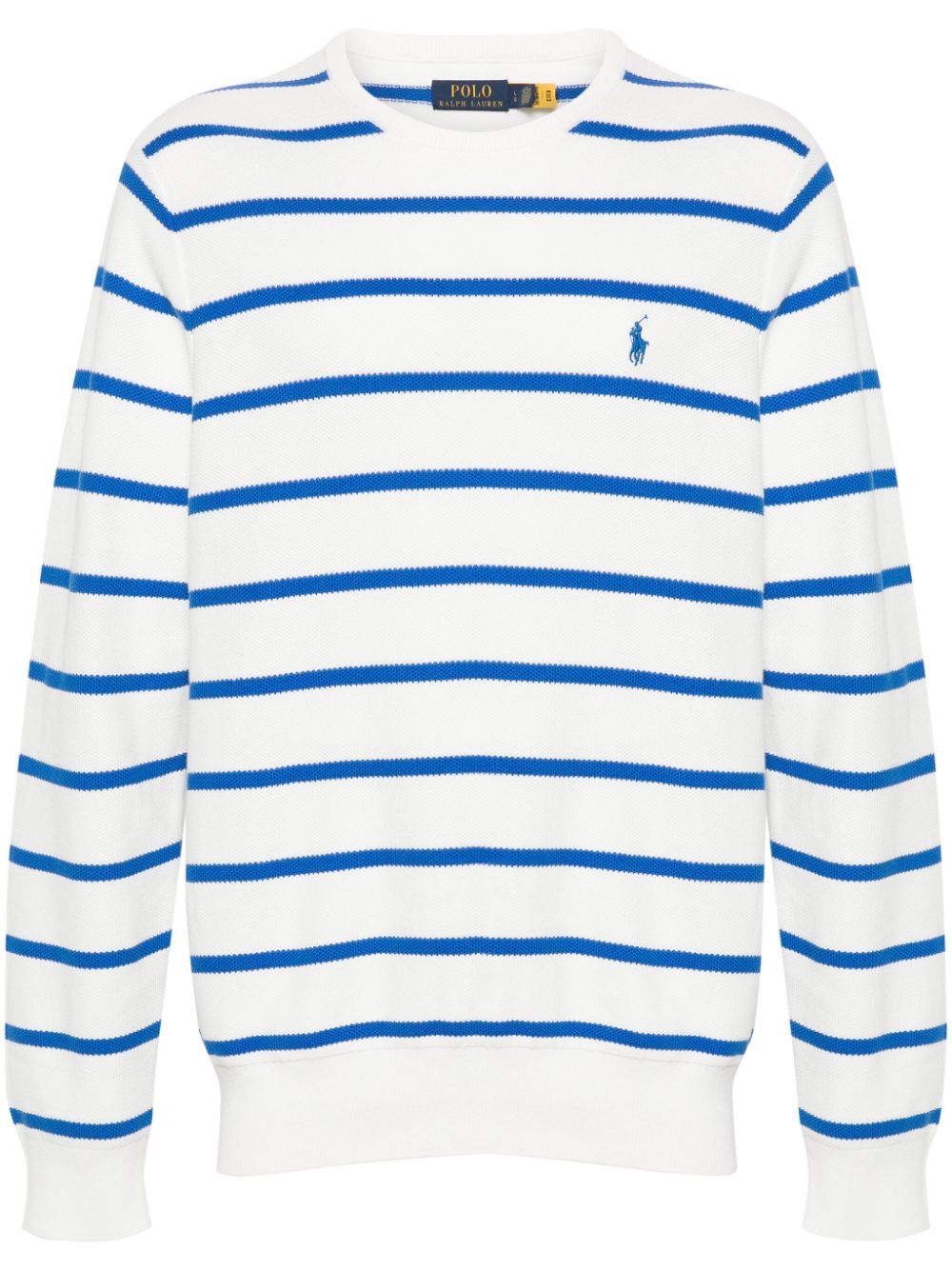 Polo Ralph Lauren Gestreifter Pullover mit Polo Pony - Weiß von Polo Ralph Lauren