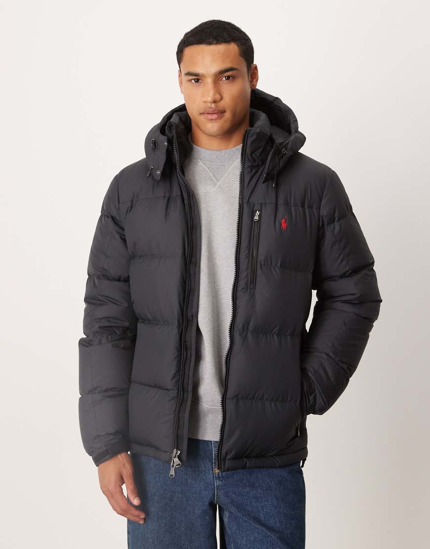 Polo Ralph Lauren - Gorham - Isolierte Daunen-Pufferjacke in Schwarz mit Markenlogo von Polo Ralph Lauren