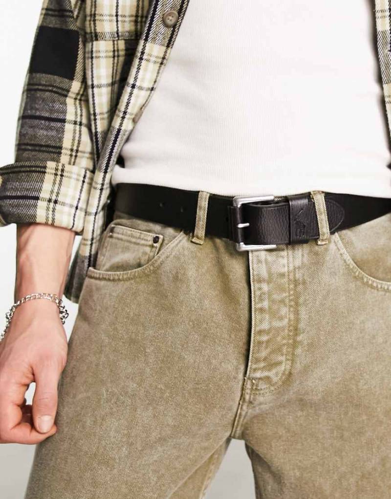 Polo Ralph Lauren - Gürtel aus genarbtem Leder in Schwarz mit Polospieler-Logo von Polo Ralph Lauren